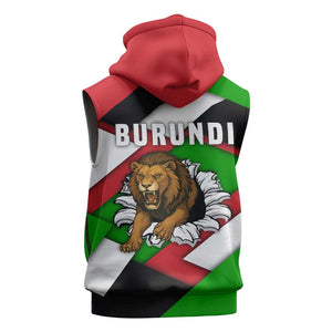 Burundi Roaring Lion Sleeveless Hoodie with National Flag Colors - African Pride