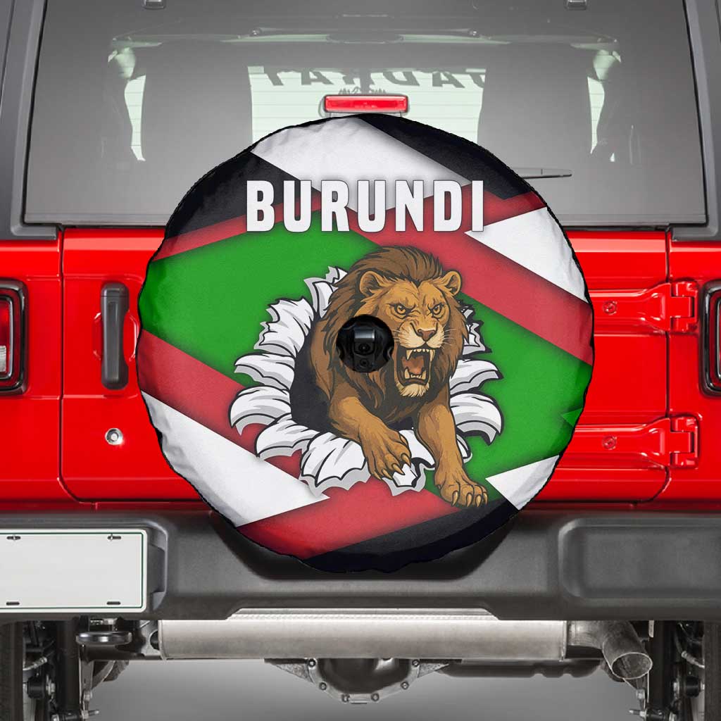 Burundi Roaring Lion Spare Tire Cover with National Flag Colors