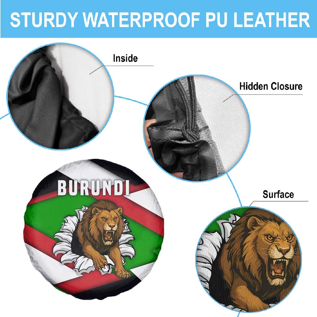 Burundi Roaring Lion Spare Tire Cover with National Flag Colors