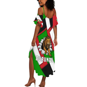 Burundi Roaring Lion Summer Maxi Dress with National Flag Colors