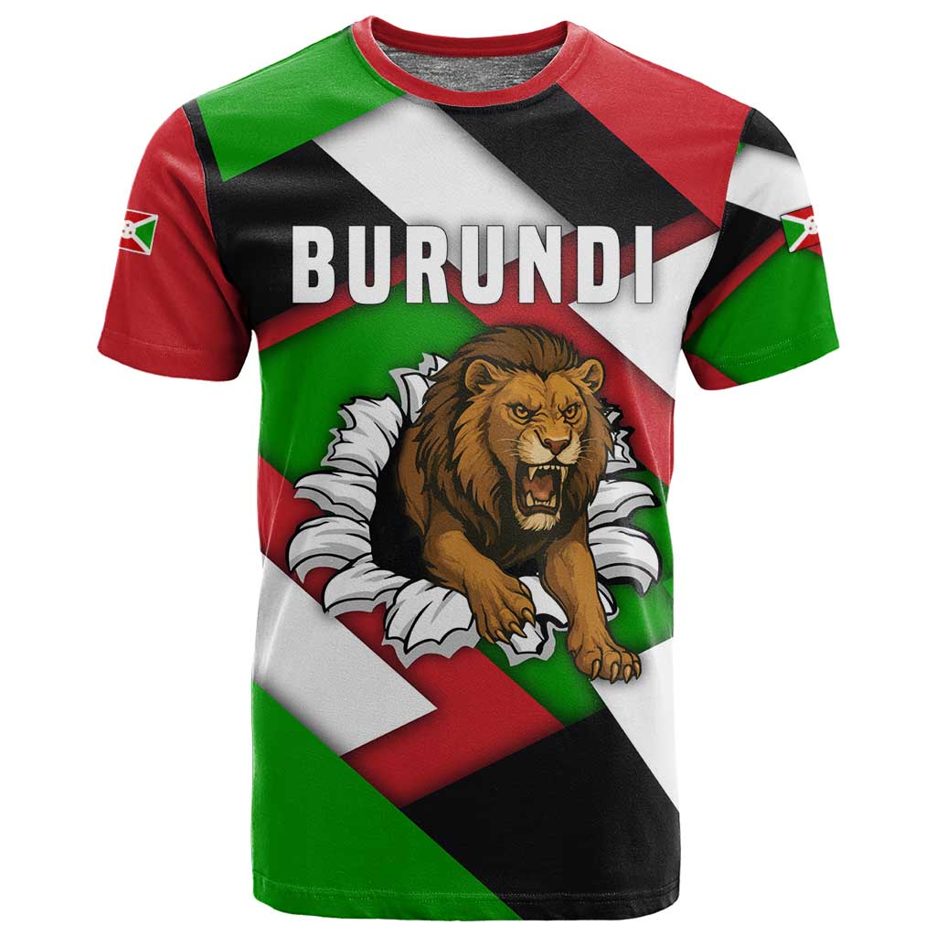 Burundi Roaring Lion T shirt with National Flag Colors
