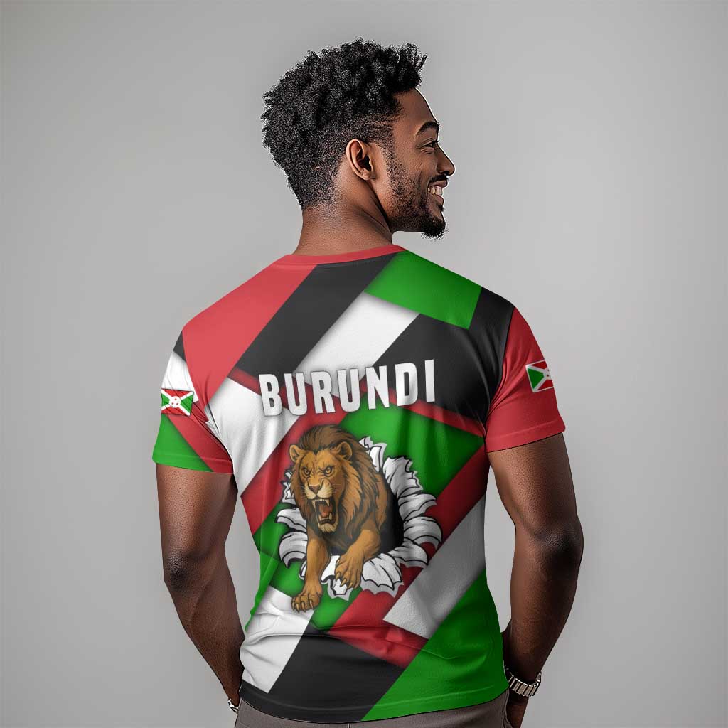 Burundi Roaring Lion T shirt with National Flag Colors