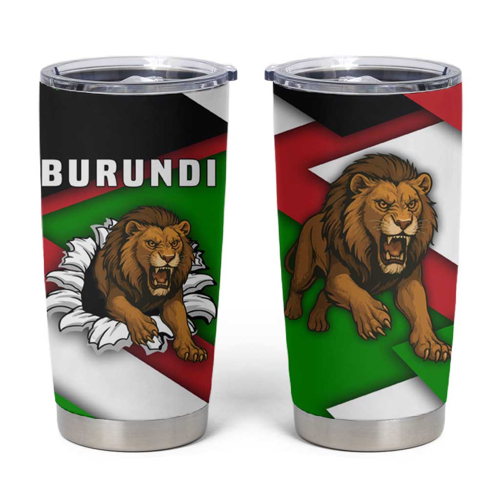 Burundi Roaring Lion Tumbler Cup with National Flag Colors