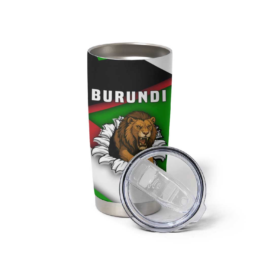 Burundi Roaring Lion Tumbler Cup with National Flag Colors
