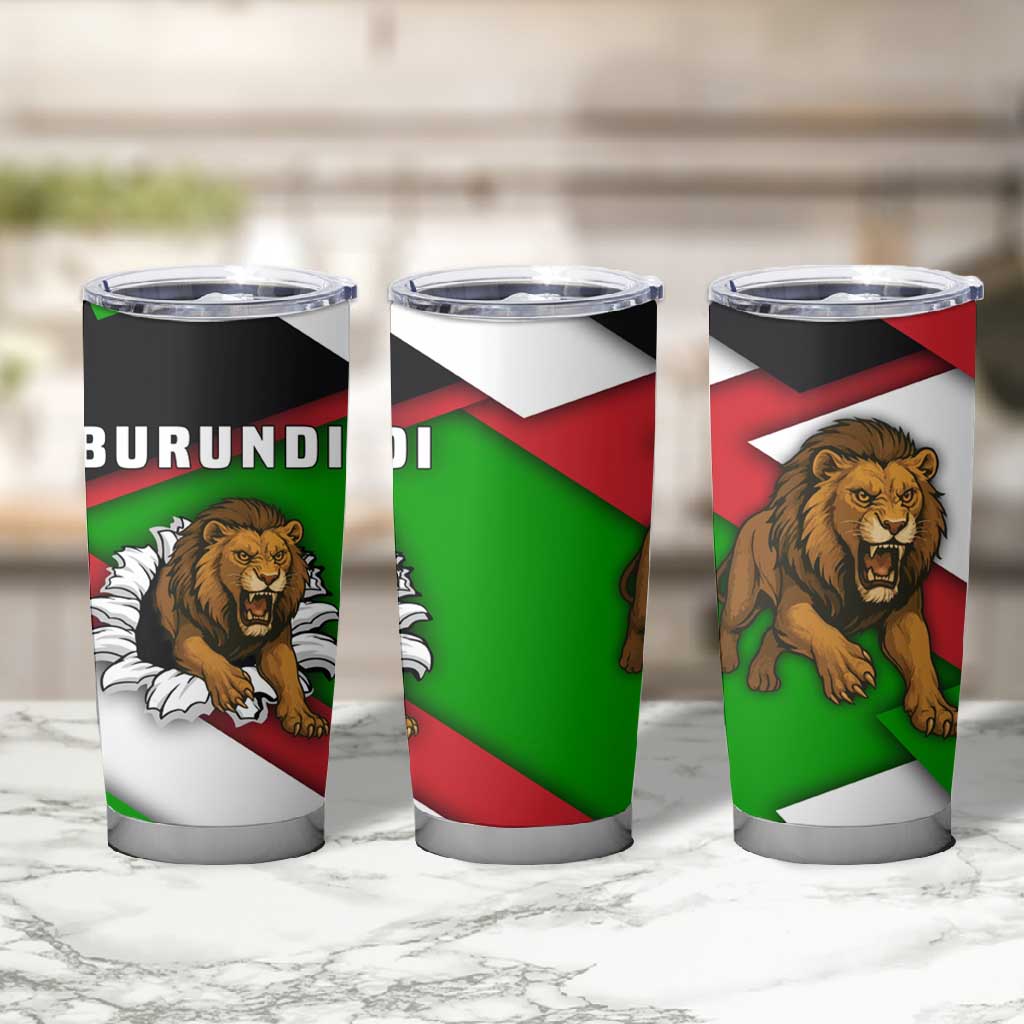 Burundi Roaring Lion Tumbler Cup with National Flag Colors