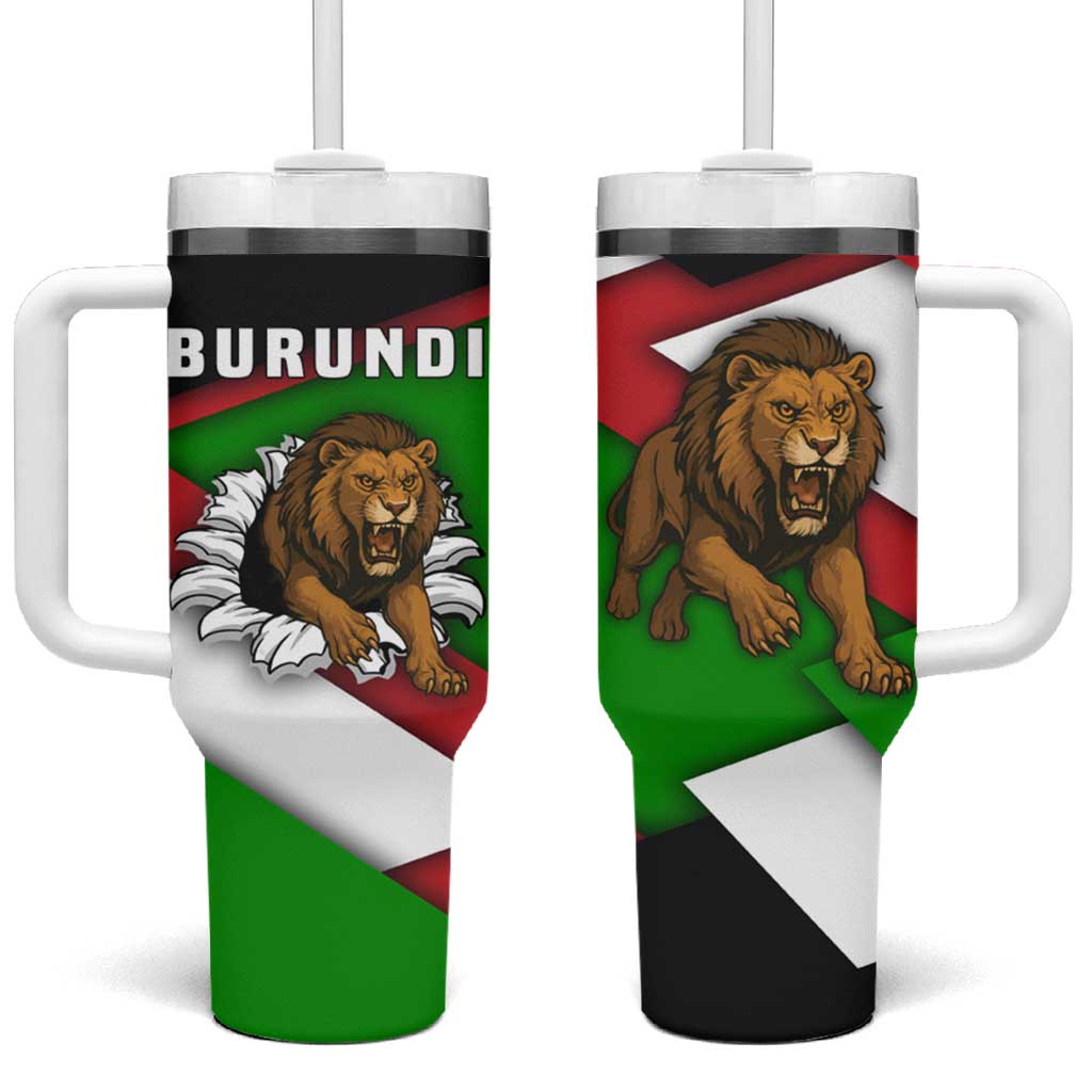 Burundi Roaring Lion Tumbler With Handle with National Flag Colors