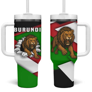 Burundi Roaring Lion Tumbler With Handle with National Flag Colors