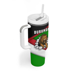 Burundi Roaring Lion Tumbler With Handle with National Flag Colors