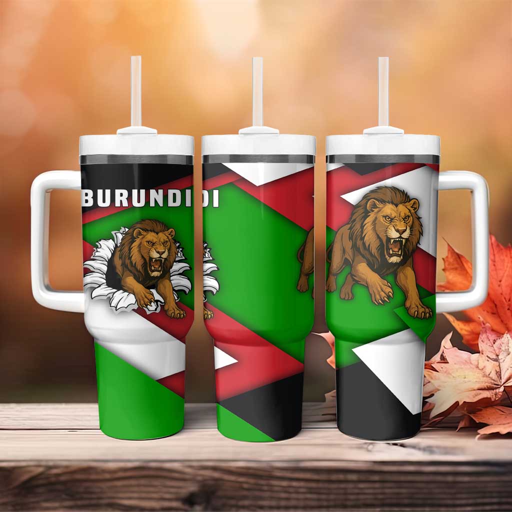 Burundi Roaring Lion Tumbler With Handle with National Flag Colors