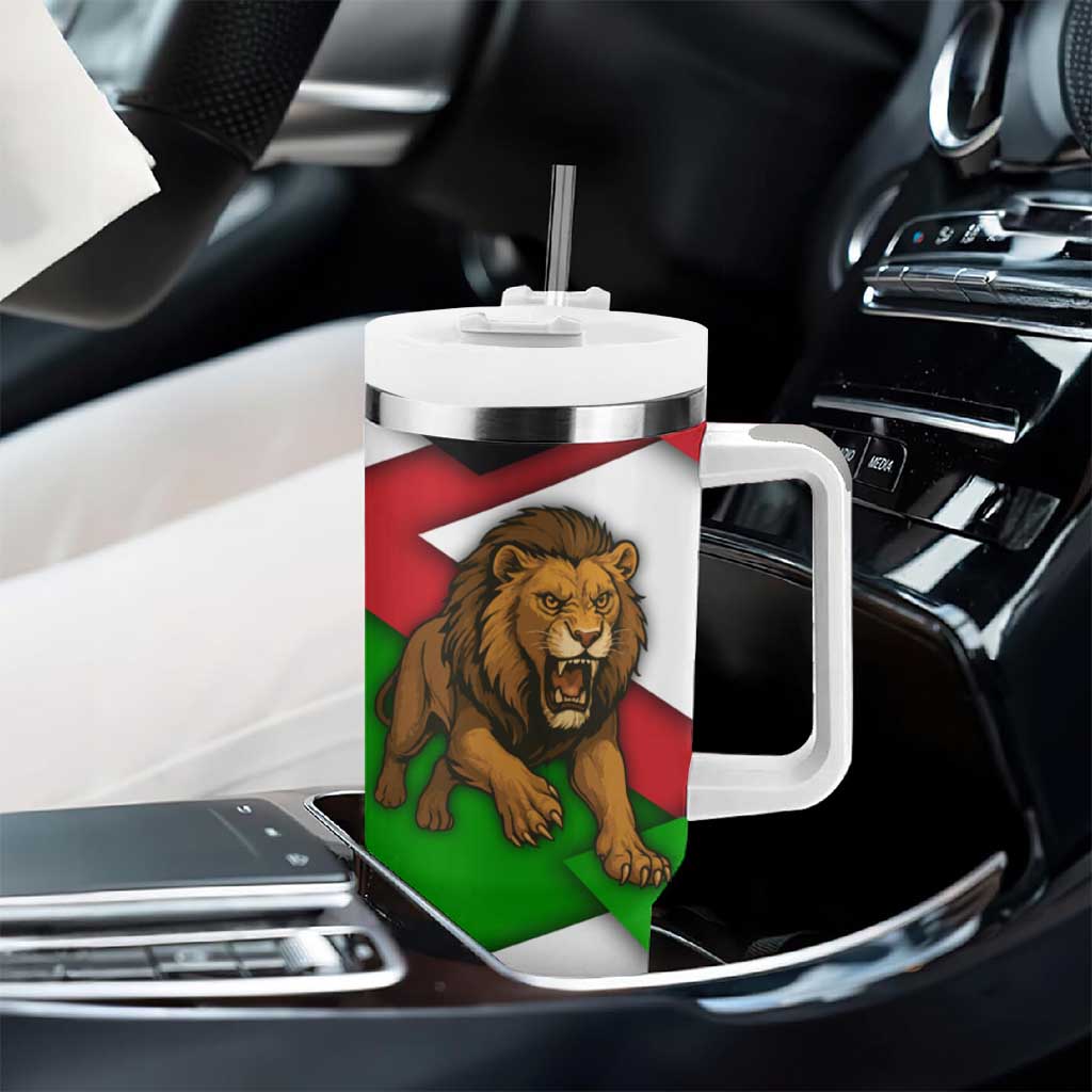 Burundi Roaring Lion Tumbler With Handle with National Flag Colors