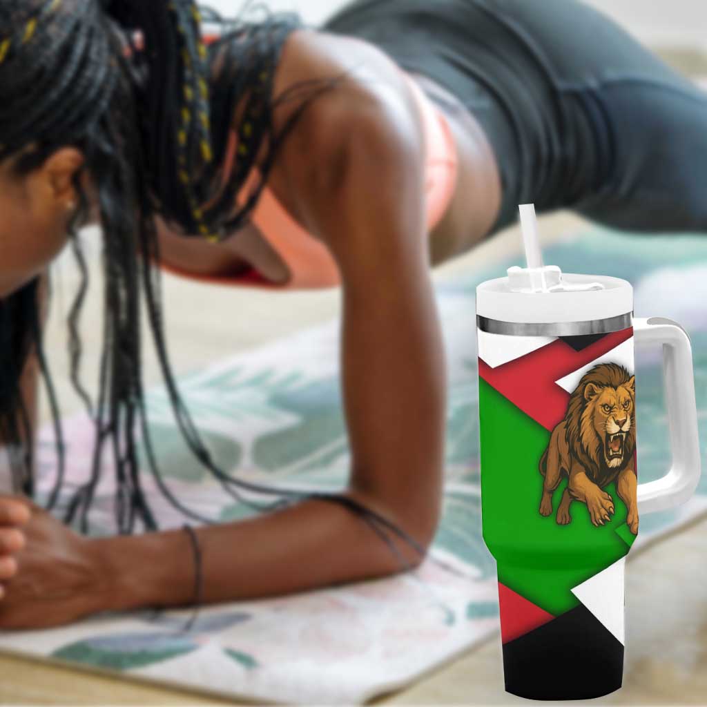 Burundi Roaring Lion Tumbler With Handle with National Flag Colors