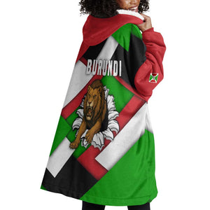 Burundi Roaring Lion Wearable Blanket Hoodie with National Flag Colors