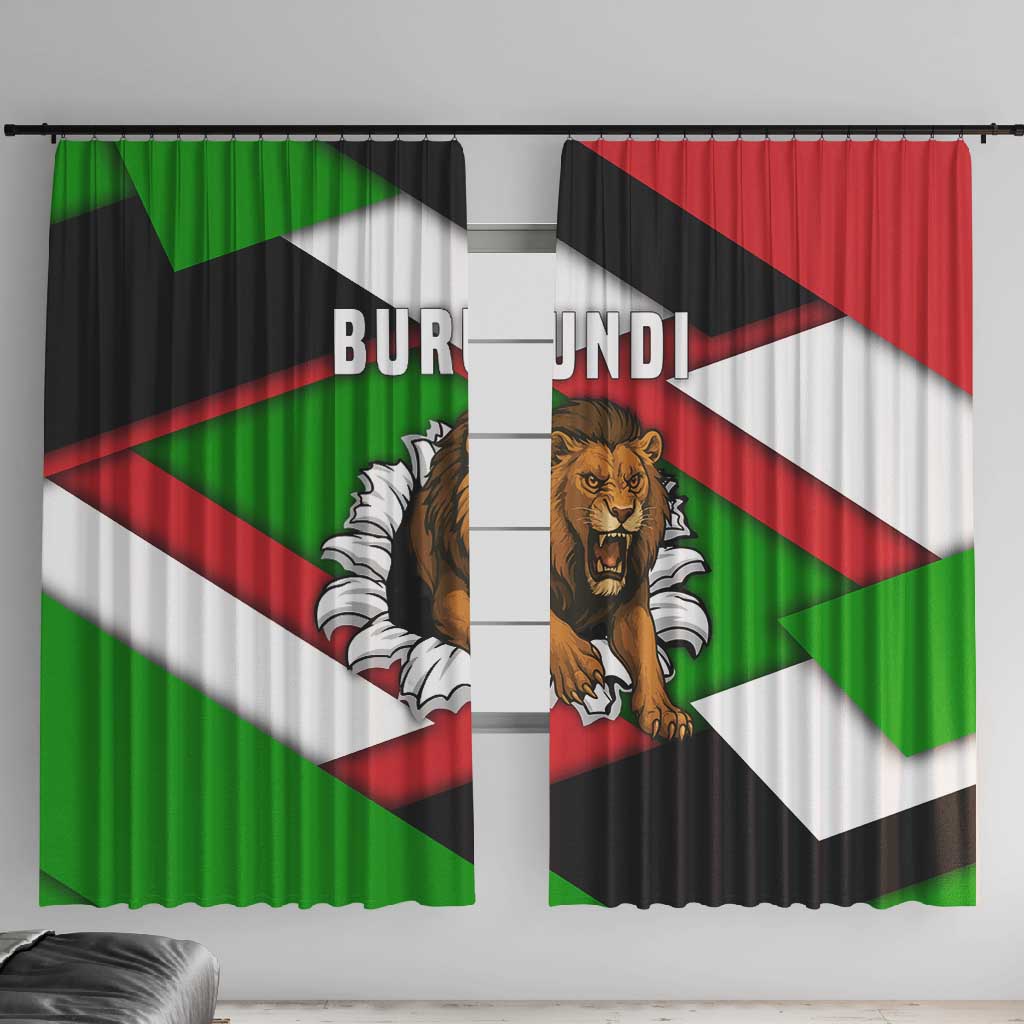 Burundi Roaring Lion Window Curtain with National Flag Colors