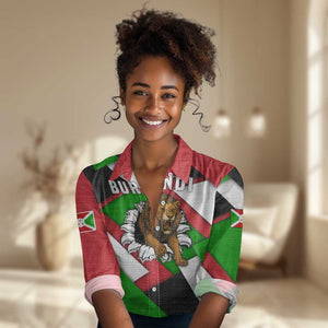 Burundi Roaring Lion Women Casual Shirt with National Flag Colors