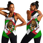 Burundi Roaring Lion Women Racerback Tank with National Flag Colors