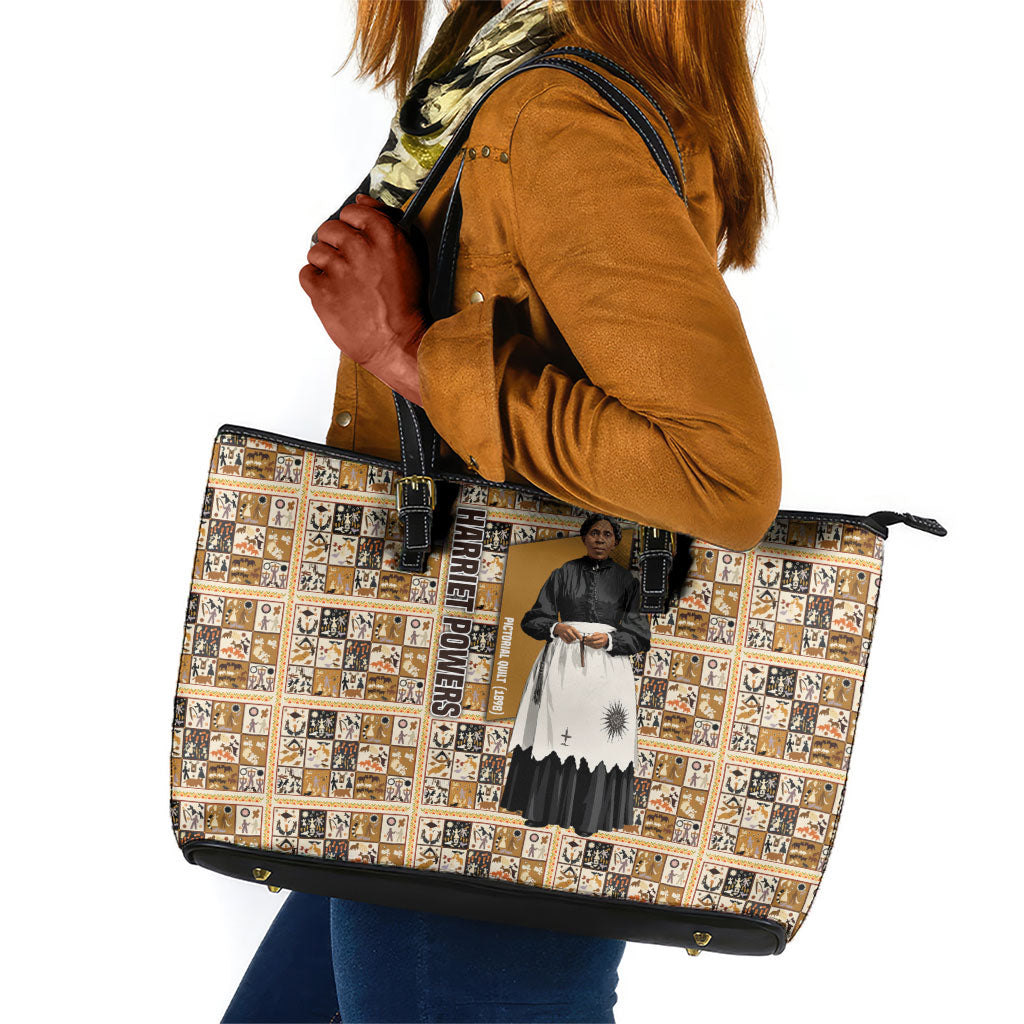 Harriet Powers 1898 Bible Quilt Leather Tote Bag African American Folk Art