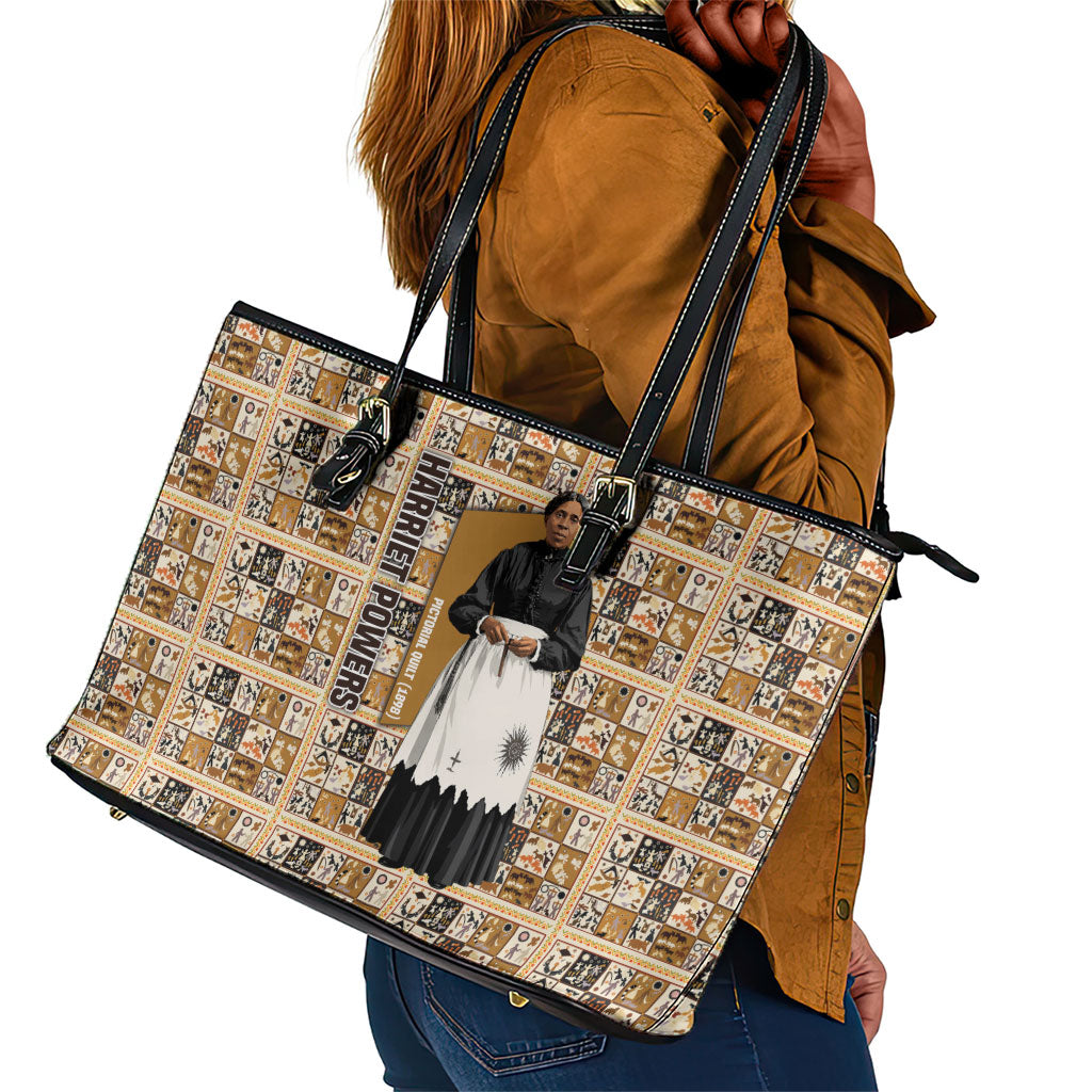 Harriet Powers 1898 Bible Quilt Leather Tote Bag African American Folk Art