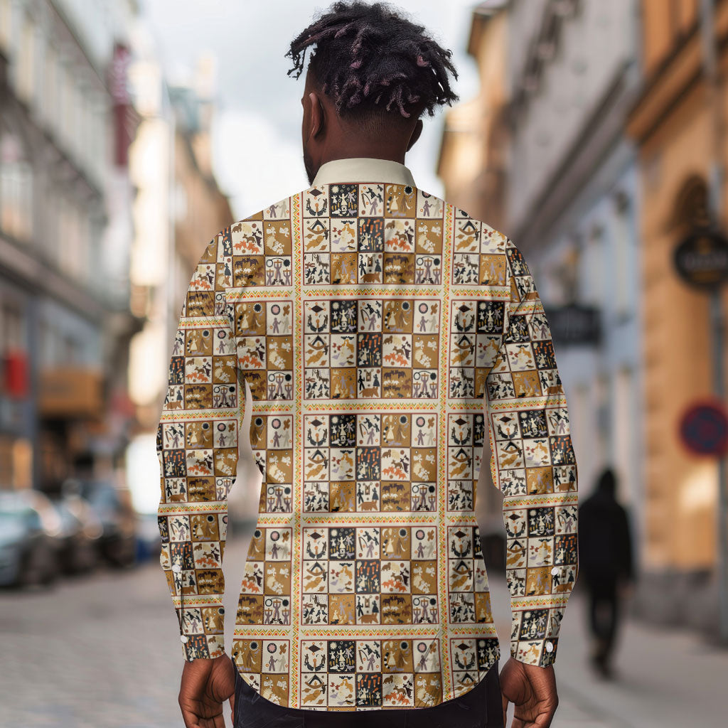 Harriet Powers 1898 Bible Quilt Long Sleeve Button Shirt African American Folk Art