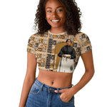 Harriet Powers 1898 Bible Quilt Raglan Cropped T shirt African American Folk Art