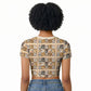 Harriet Powers 1898 Bible Quilt Raglan Cropped T shirt African American Folk Art