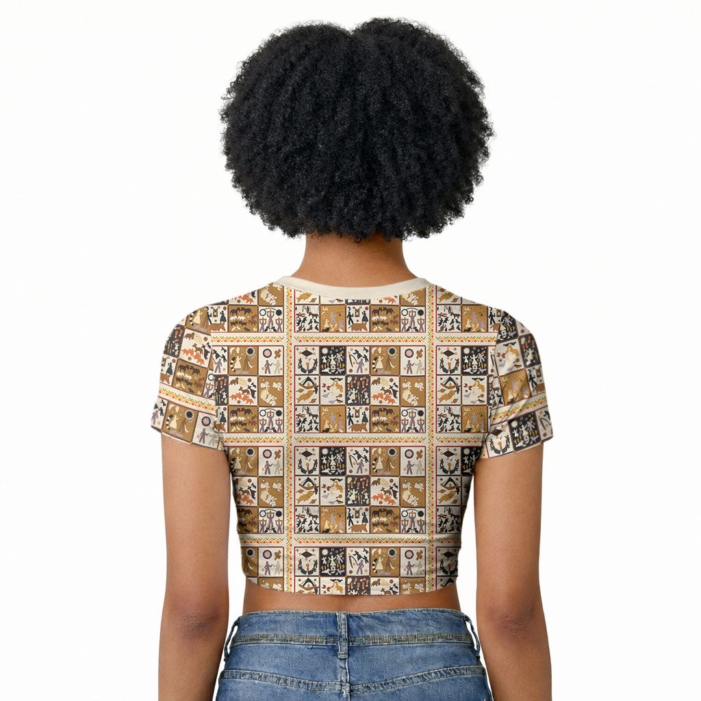 Harriet Powers 1898 Bible Quilt Raglan Cropped T shirt African American Folk Art