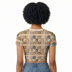 Harriet Powers 1898 Bible Quilt Raglan Cropped T shirt African American Folk Art