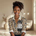 Harriet Powers 1898 Bible Quilt Women Casual Shirt African American Folk Art