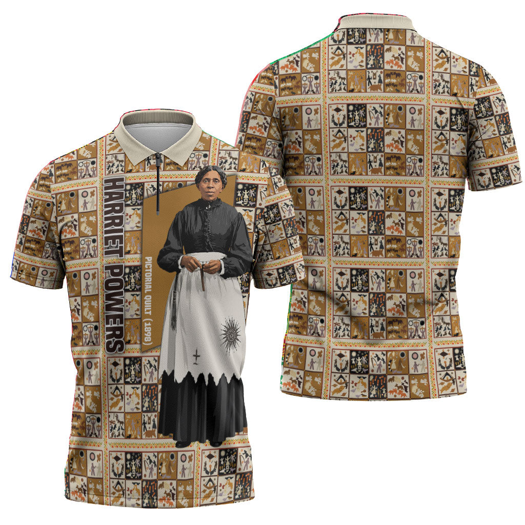 Harriet Powers 1898 Bible Quilt Zipper Polo Shirt African American Folk Art