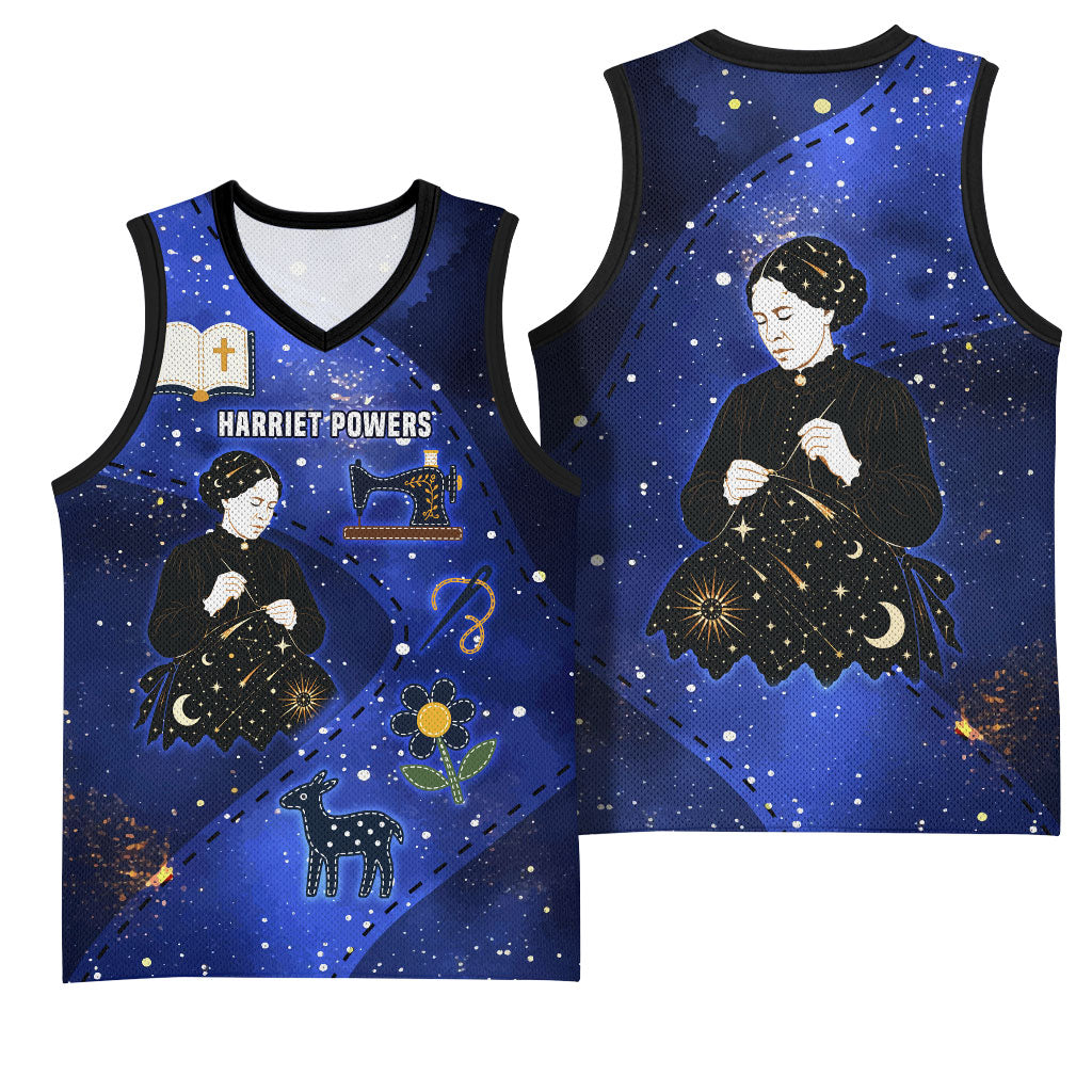 Harriet Powers Basketball Jersey African American History - Galaxy Celestial Starry Night - Folk Art Quilter