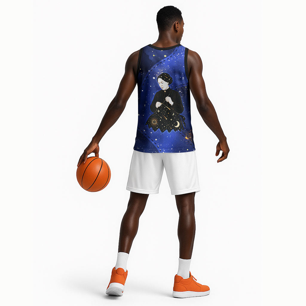 Harriet Powers Basketball Jersey African American History - Galaxy Celestial Starry Night - Folk Art Quilter
