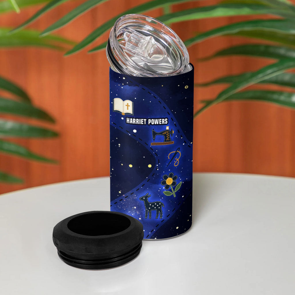 Harriet Powers 4 in 1 Can Cooler Tumbler African American History - Galaxy Celestial Starry Night - Folk Art Quilter