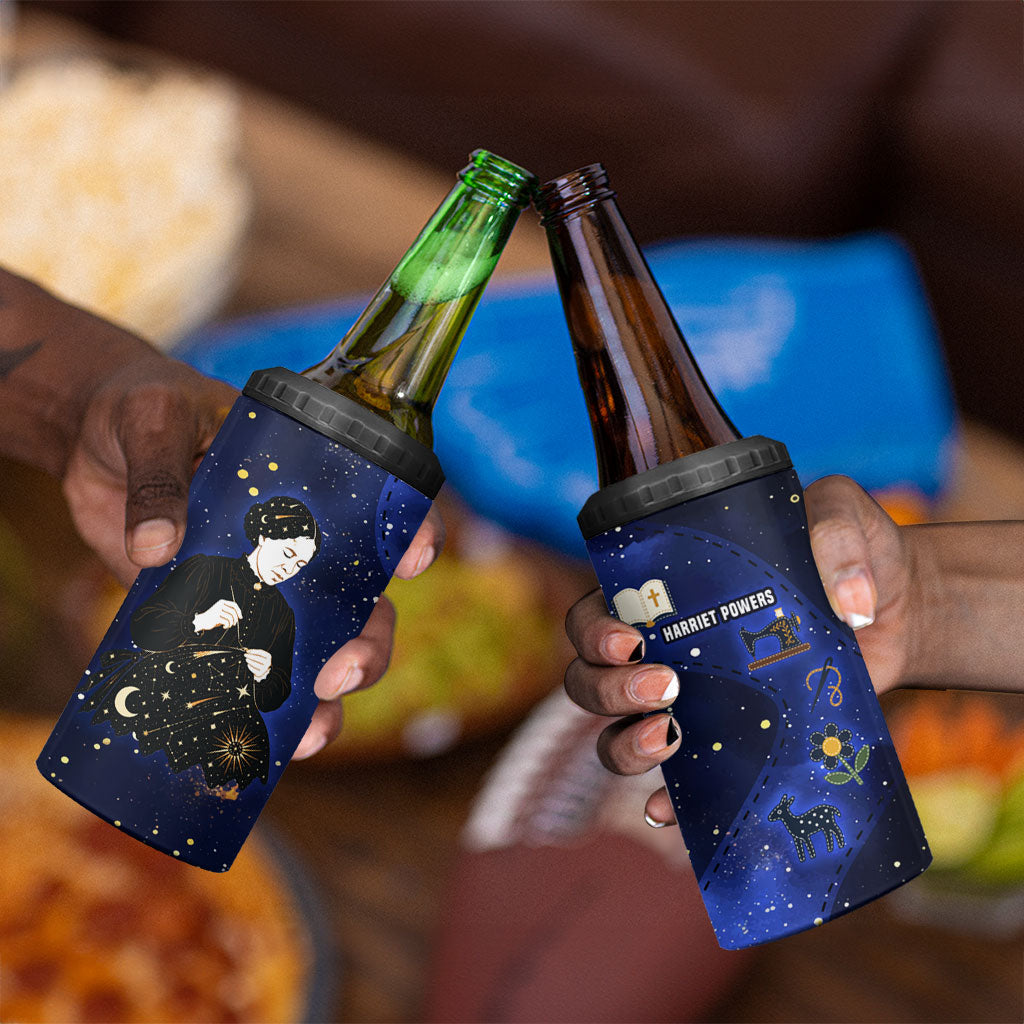 Harriet Powers 4 in 1 Can Cooler Tumbler African American History - Galaxy Celestial Starry Night - Folk Art Quilter