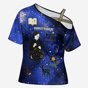 Harriet Powers Cross Shoulder Shirt African American History - Galaxy Celestial Starry Night - Folk Art Quilter