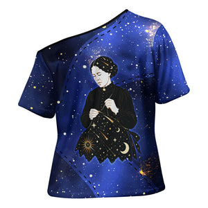 Harriet Powers Cross Shoulder Shirt African American History - Galaxy Celestial Starry Night - Folk Art Quilter