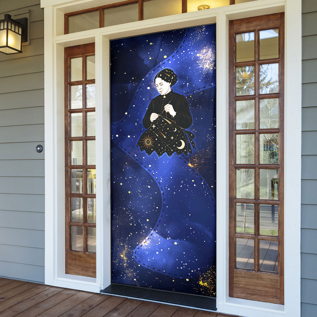 Harriet Powers Door Cover African American History - Galaxy Celestial Starry Night - Folk Art Quilter