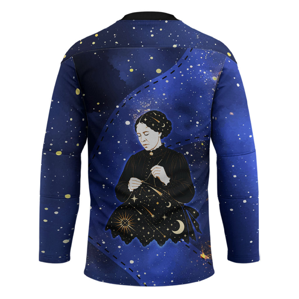 Harriet Powers Hockey Jersey African American History - Galaxy Celestial Starry Night - Folk Art Quilter