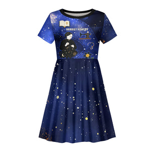 Harriet Powers Kid Short Sleeve Dress African American History - Galaxy Celestial Starry Night - Folk Art Quilter