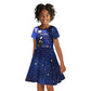 Harriet Powers Kid Short Sleeve Dress African American History - Galaxy Celestial Starry Night - Folk Art Quilter
