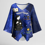 Harriet Powers Kimono Sleeve Blouse African American History - Galaxy Celestial Starry Night - Folk Art Quilter