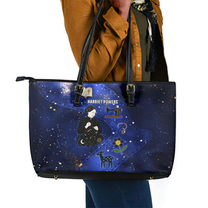 Harriet Powers Leather Tote Bag African American History - Galaxy Celestial Starry Night - Folk Art Quilter