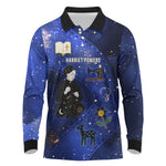 Harriet Powers Long Sleeve Polo Shirt African American History - Galaxy Celestial Starry Night - Folk Art Quilter