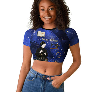 Harriet Powers Raglan Cropped T shirt African American History - Galaxy Celestial Starry Night - Folk Art Quilter