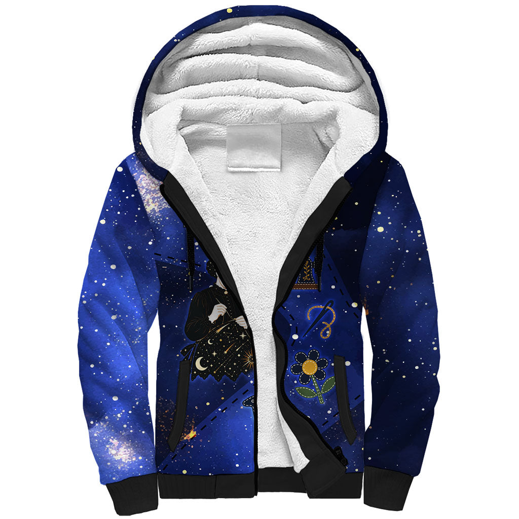 Harriet Powers Sherpa Hoodie African American History - Galaxy Celestial Starry Night - Folk Art Quilter
