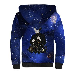 Harriet Powers Sherpa Hoodie African American History - Galaxy Celestial Starry Night - Folk Art Quilter