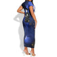 Harriet Powers Short Sleeve Bodycon Dress African American History - Galaxy Celestial Starry Night - Folk Art Quilter