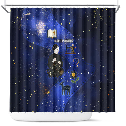 Harriet Powers Shower Curtain African American History - Galaxy Celestial Starry Night - Folk Art Quilter
