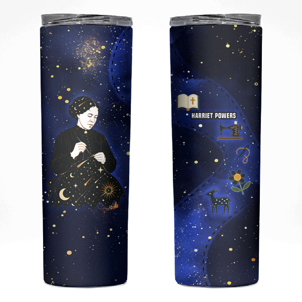 Harriet Powers Skinny Tumbler African American History - Galaxy Celestial Starry Night - Folk Art Quilter