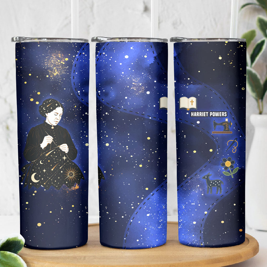 Harriet Powers Skinny Tumbler African American History - Galaxy Celestial Starry Night - Folk Art Quilter