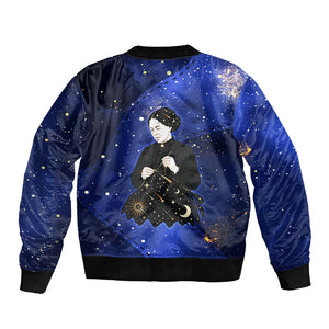 Harriet Powers Sleeve Zip Bomber Jacket African American History - Galaxy Celestial Starry Night - Folk Art Quilter