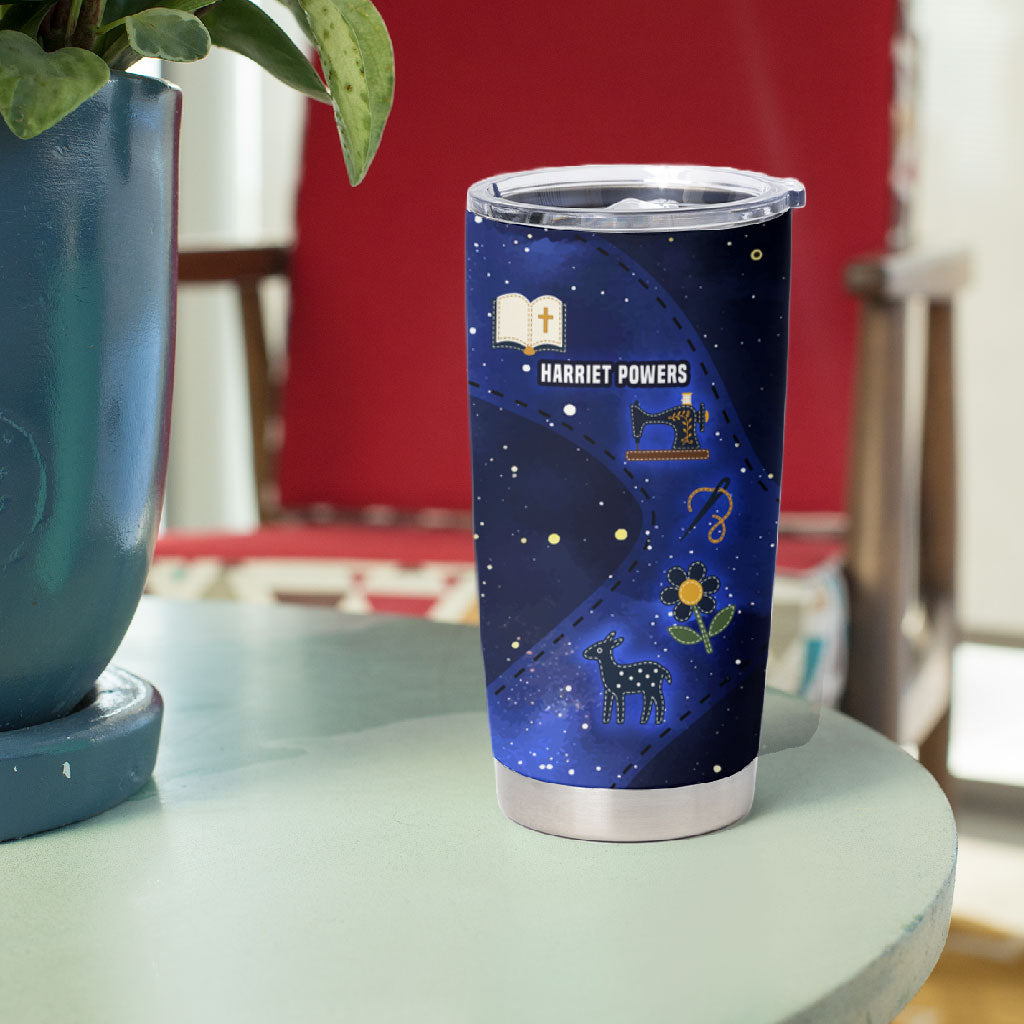 Harriet Powers Tumbler Cup African American History - Galaxy Celestial Starry Night - Folk Art Quilter